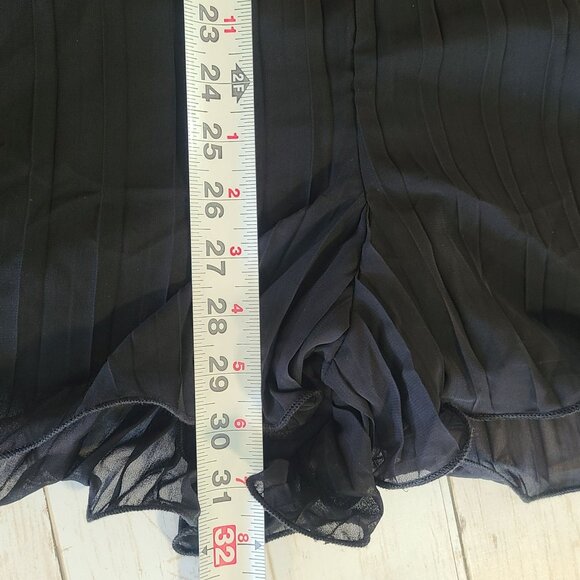 Revella Chiffon Pleated Black Mini Romper Dress Ruffle Edge NEW Sm Whimsygoth - Picture 7 of 9